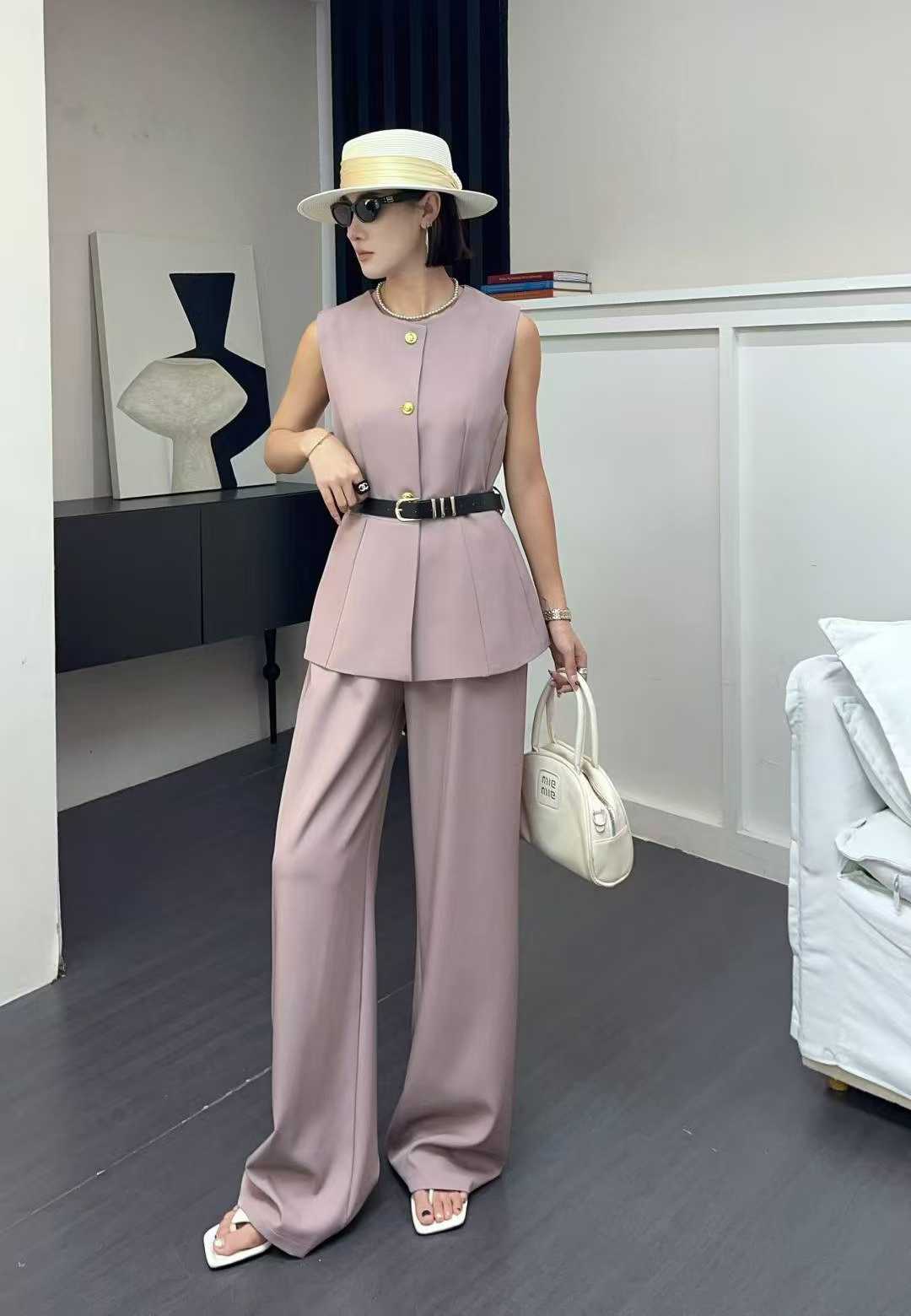 Elegant Sleeveless Belted Co-ord Set