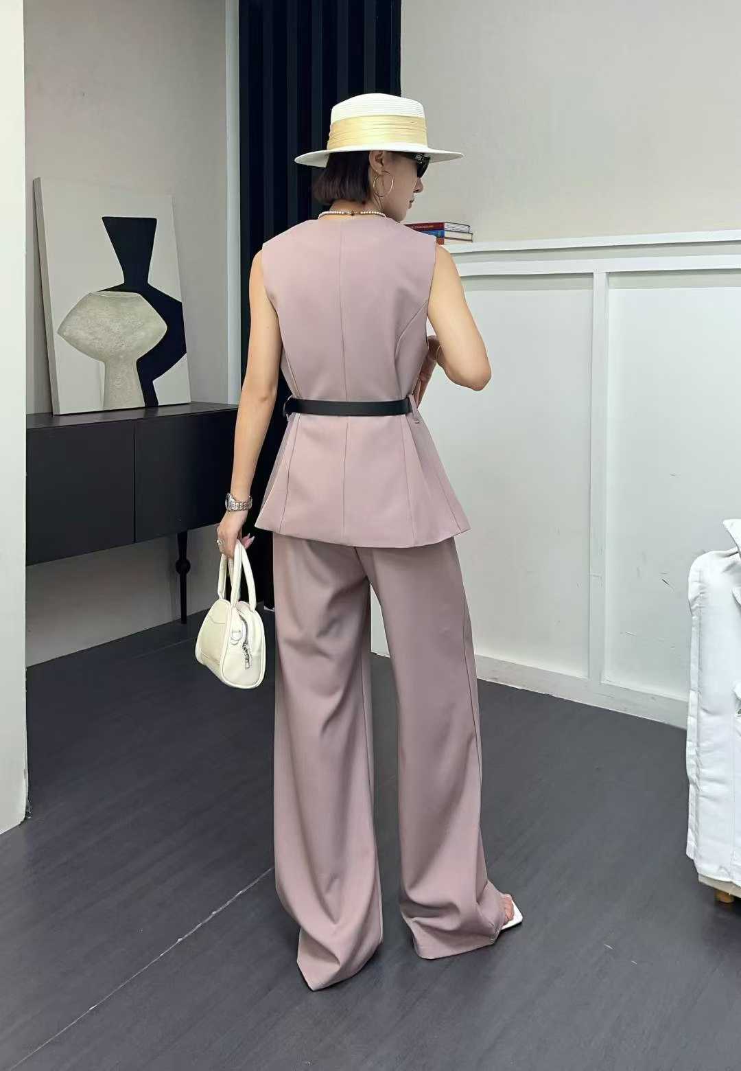 Elegant Sleeveless Belted Co-ord Set