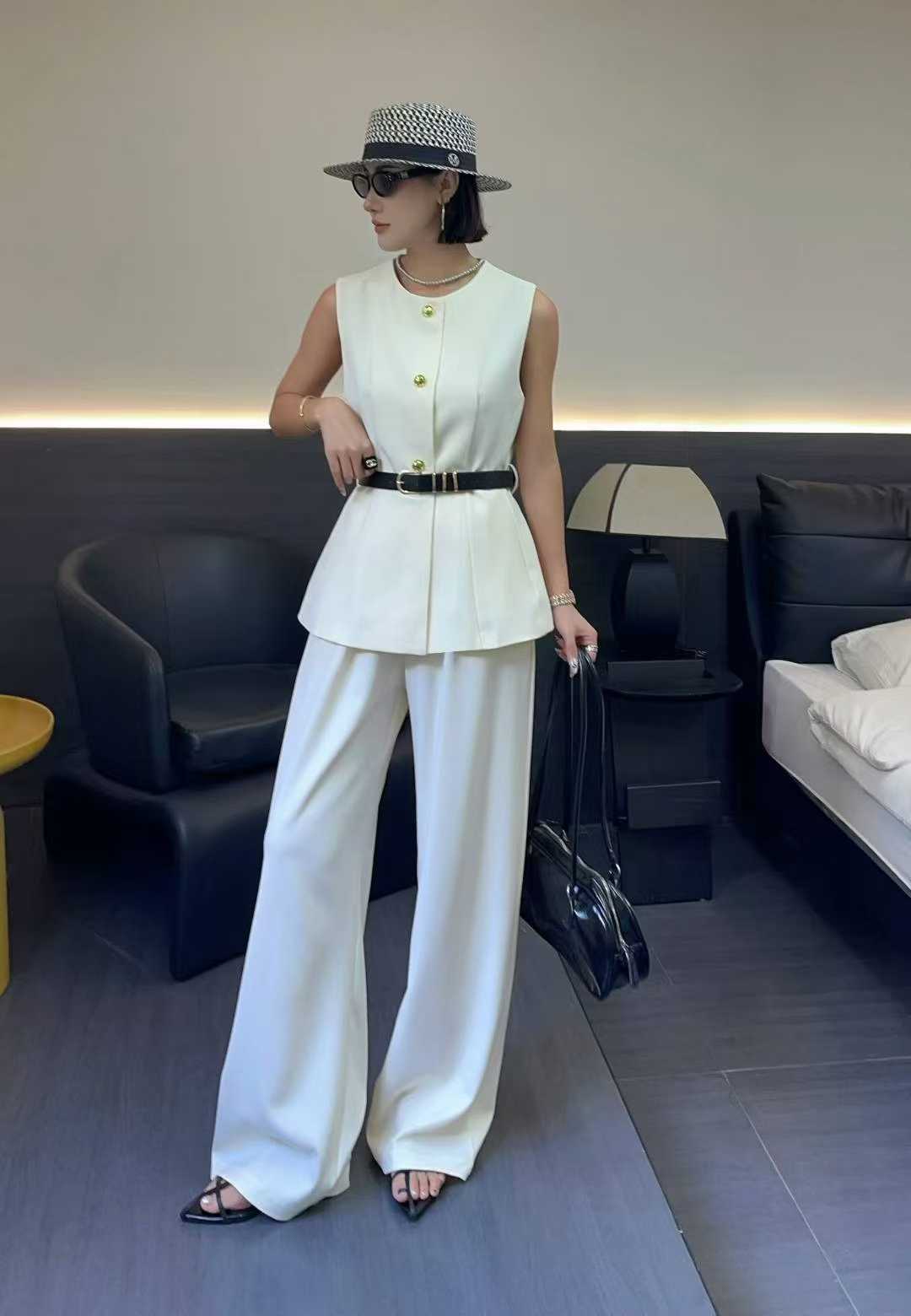 Elegant Sleeveless Belted Co-ord Set