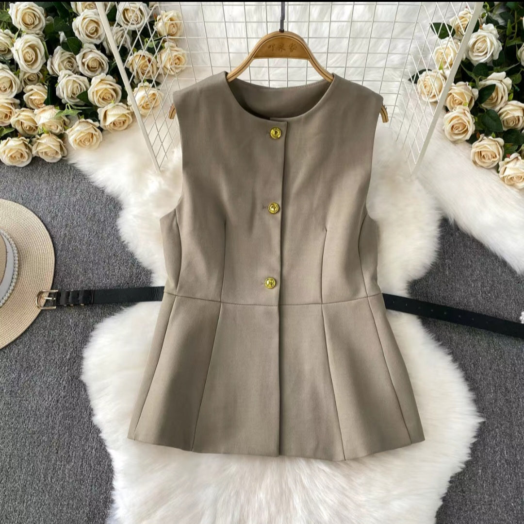 Elegant Sleeveless Belted Co-ord Set