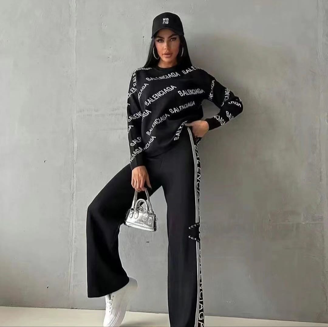 Balenciaga Logo Knit Co-ord Set – Bold & Contemporary Leisurewear