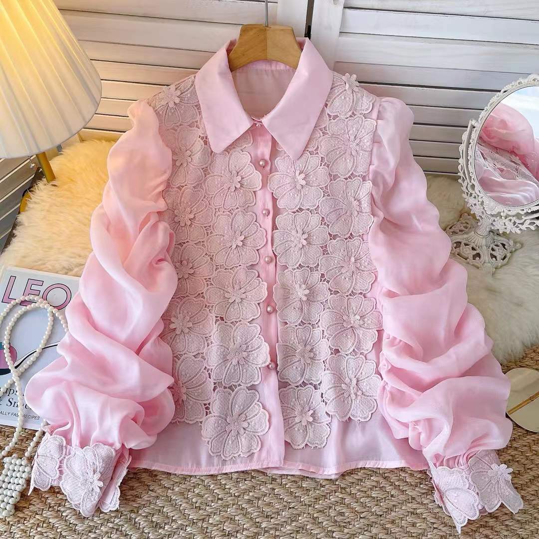 Elegant Sheer Sleeve Embroidered top