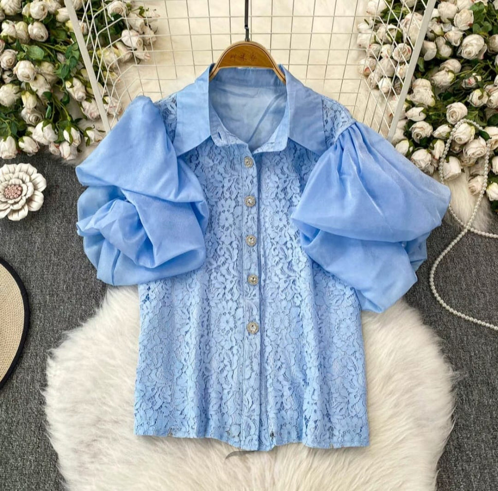 Elegant  Lace top with Statement Sleeves