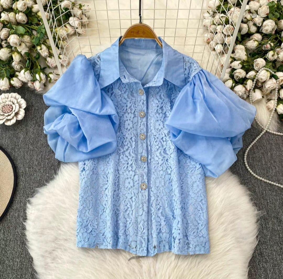 Elegant  Lace top with Statement Sleeves
