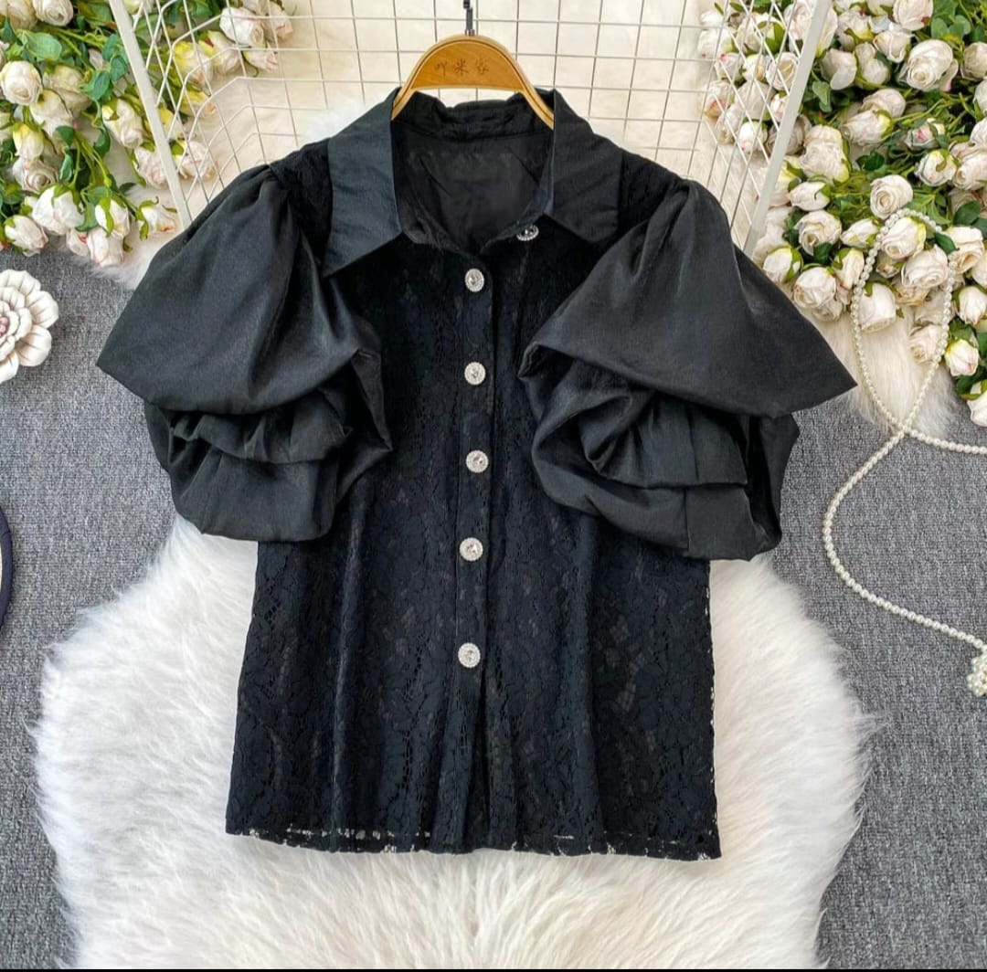 Elegant  Lace top with Statement Sleeves