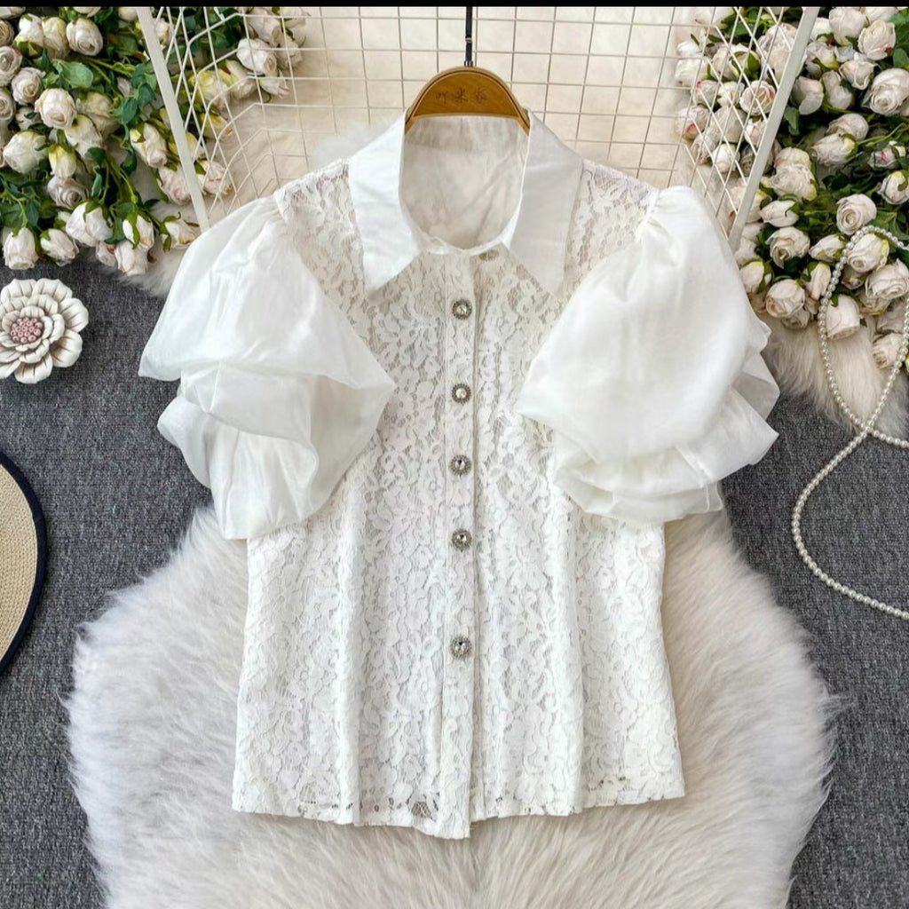 Elegant  Lace top with Statement Sleeves