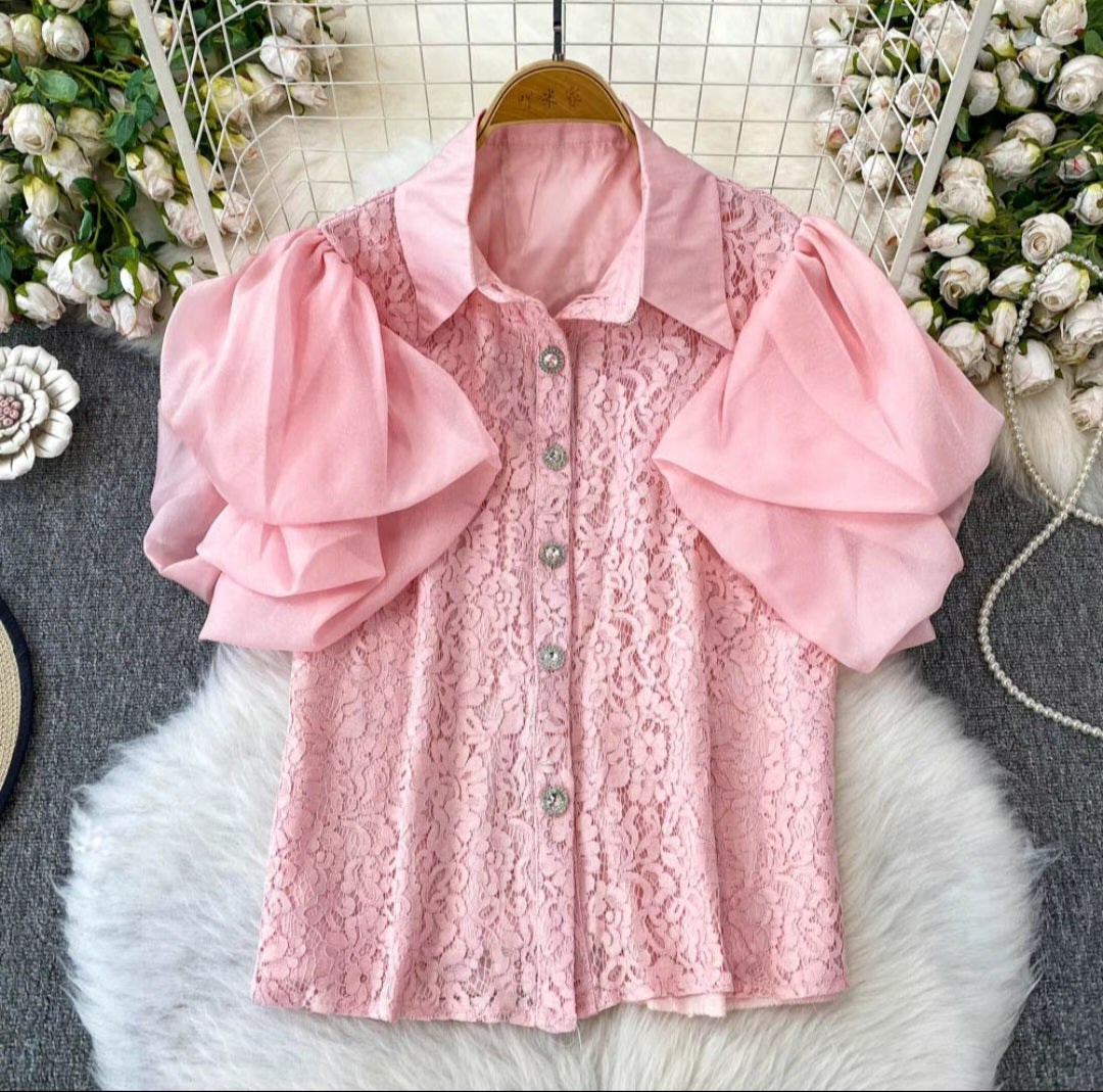 Elegant  Lace top with Statement Sleeves