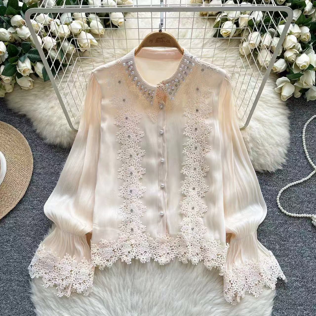 Sophisticated Floral Lace Button-Up Shirt