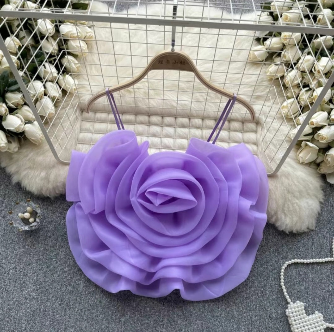 3D Floral Rose Petal Camisole Top