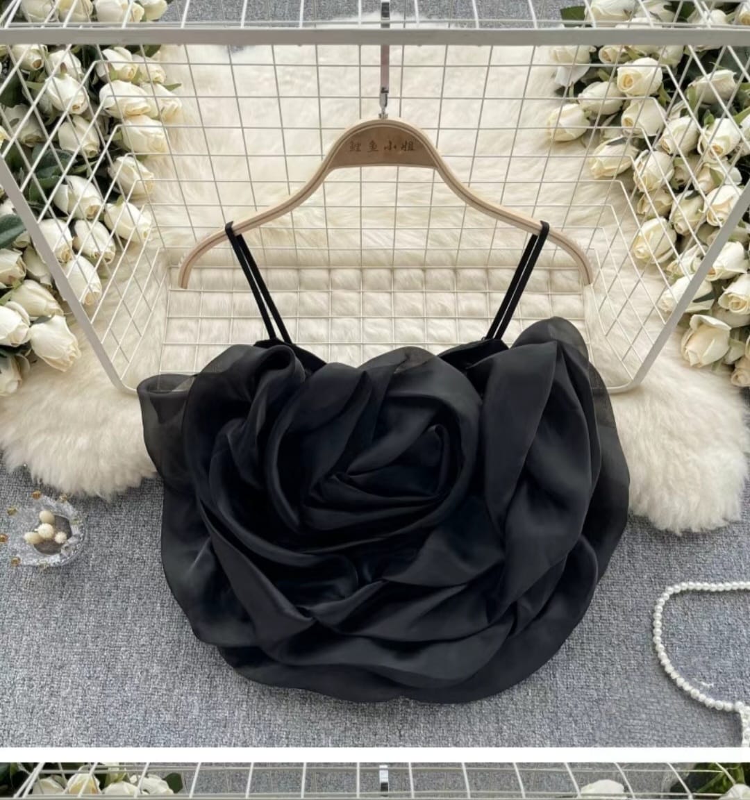 3D Floral Rose Petal Camisole Top