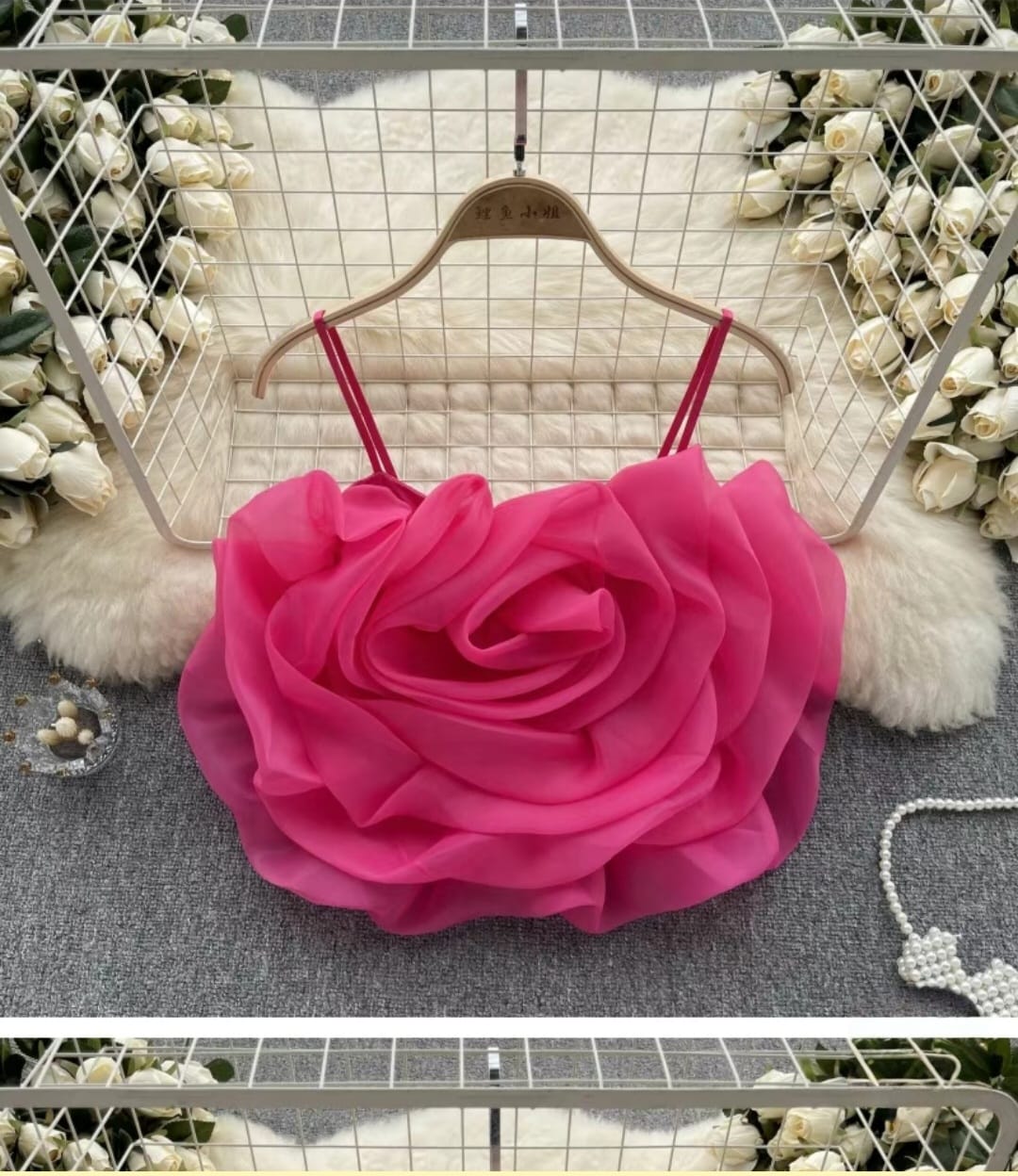 3D Floral Rose Petal Camisole Top
