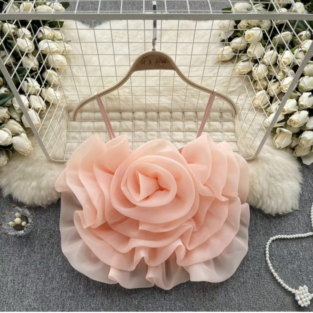 3D Floral Rose Petal Camisole Top