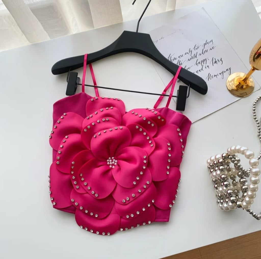 Statement 3D Floral Embellished Camisole Top