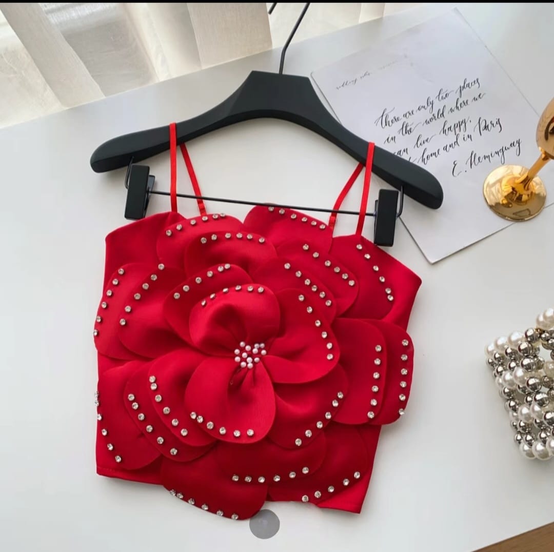 Statement 3D Floral Embellished Camisole Top