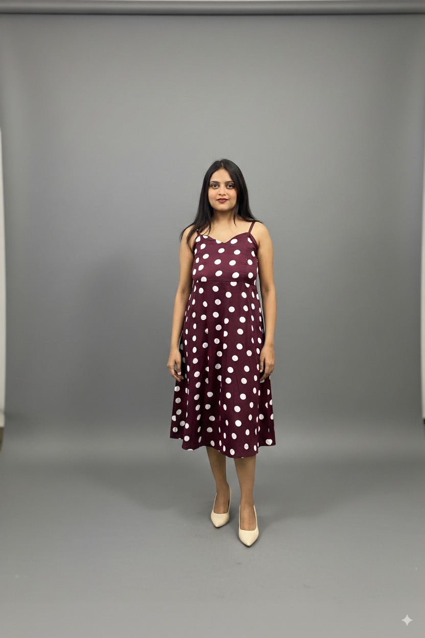 Classic Polka Dot Halter Maxi Dress – Timeless Vintage Charm