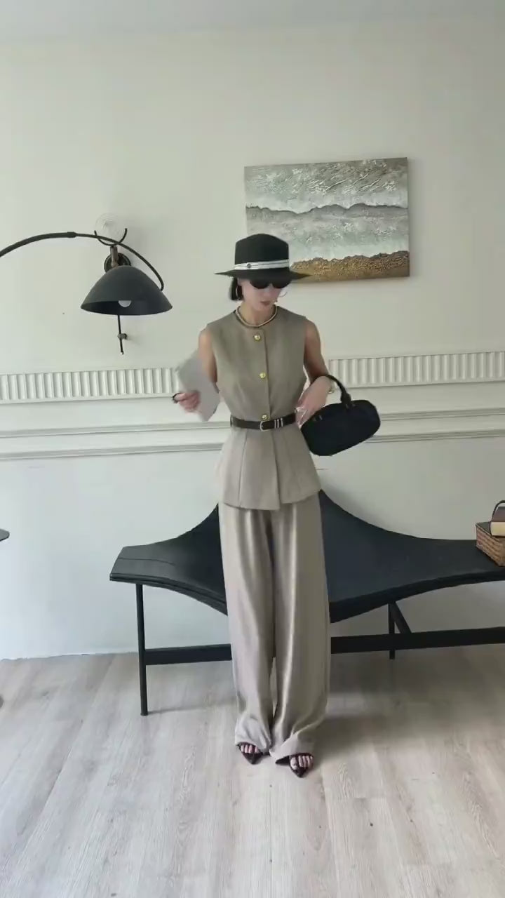 Elegant Sleeveless Belted Co-ord Set